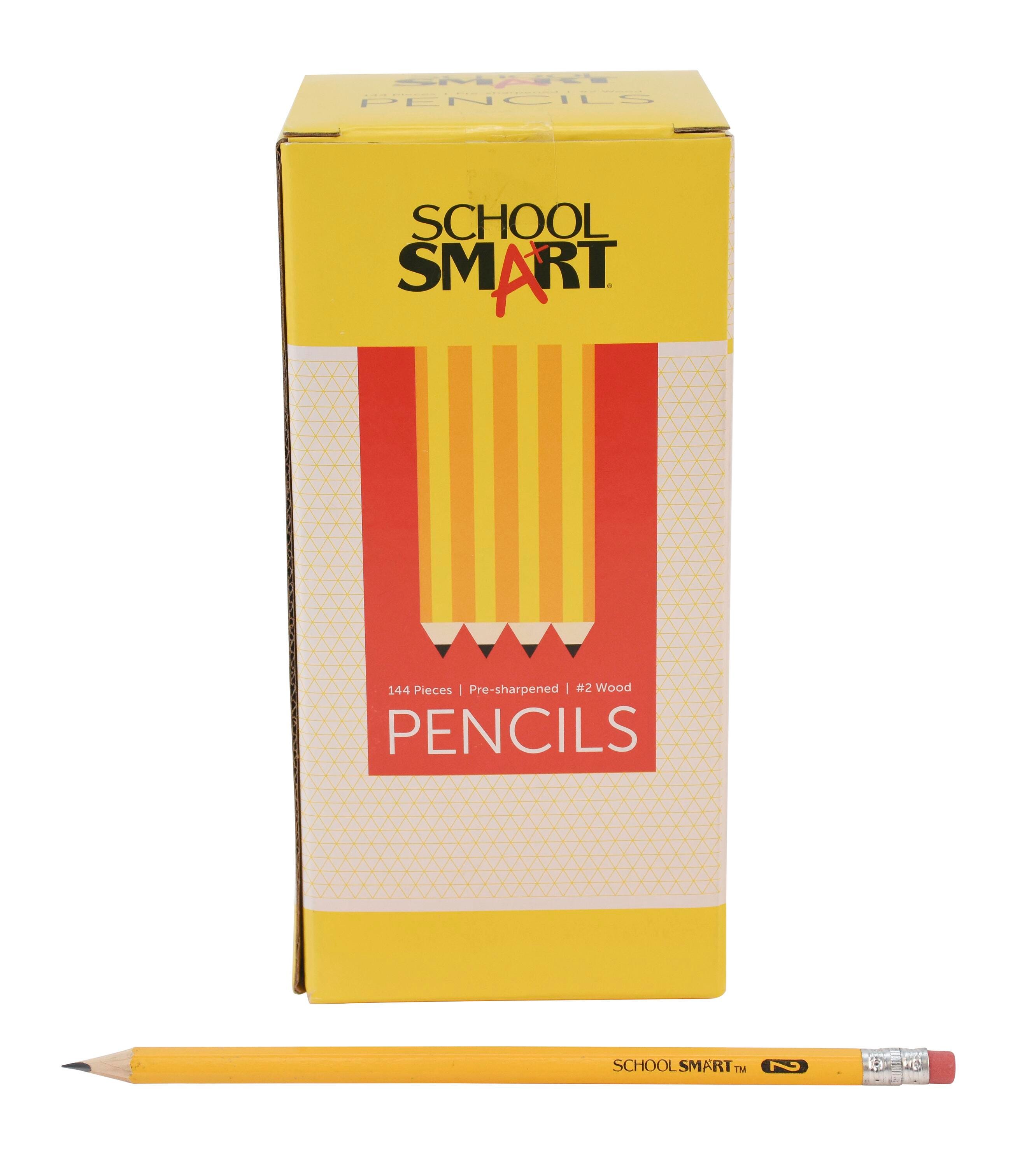 School Smart No 2 Pencils, Pre-Sharpened, Hexagonal with Latex-Free Erasers, Pack of 144 2013407